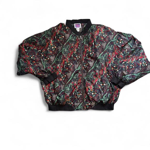 Unique 90s vintage paisley bomber jacket 100% silk  (x-large) - Picture 1 of 4